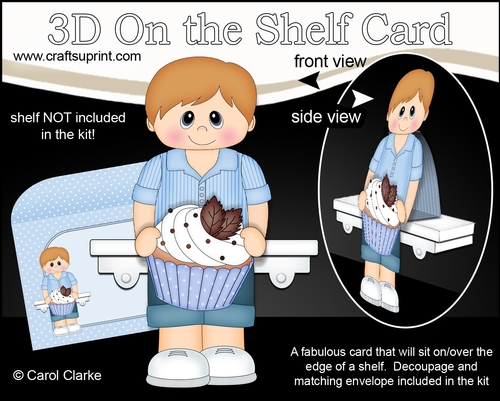 3D On the Shelf Card Kit - Little Teen Boy Isak has a Yummy Scrummy Cupcake
