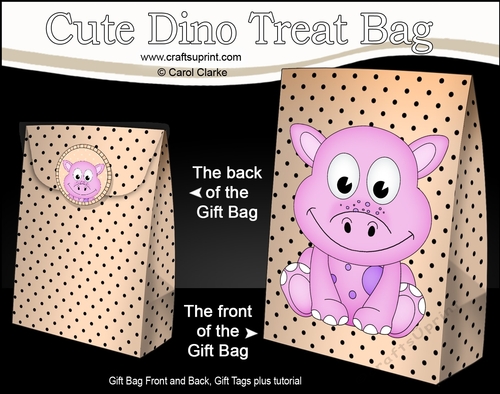3D Gift Bag Mini Kit - Cute Little Denise Dino