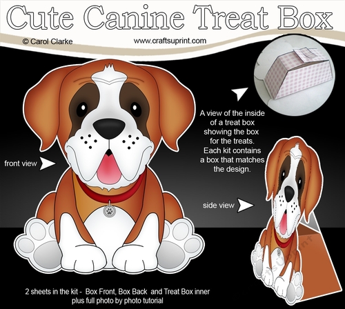 3D Cute Canine Treat Box Gift Set Mini Kit - Little St Bernard Dog Tex