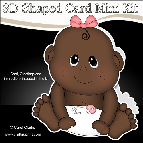 3D Shaped Card  Kit - Cute Little Ethnic Baby Girl Ronna