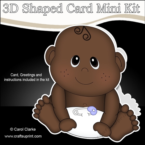 3D Shaped Card  Kit - Cute Little Ethnic Baby Boy Daryn