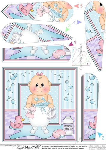 Cute Little Bathtub Baby Fan Pyramage Topper