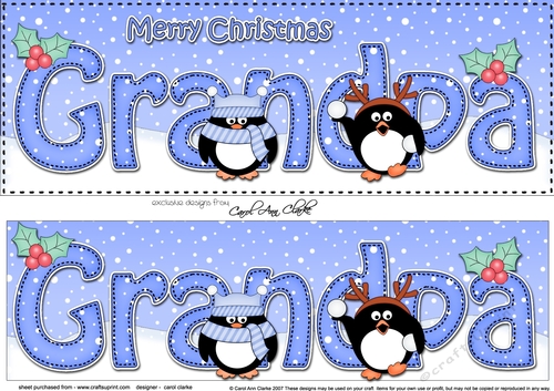 Large DL Merry Christmas GRANDPA 3D decoupage 
