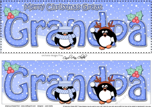 Large DL Merry Christmas GREAT GRANDPA 3D decoupage 