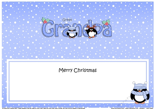 Large DL Merry Christmas GREAT GRANDPA insert