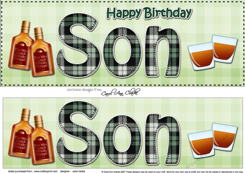 Large DL Happy Birthday SON 3D decoupage