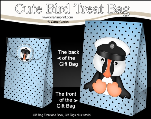 3D Gift Bag Mini Kit - Cute Little Puffin Pilchard 