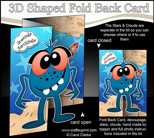 3D Shaped No-Hole Fold Back Mini Kit -  Cute Alien Aeso