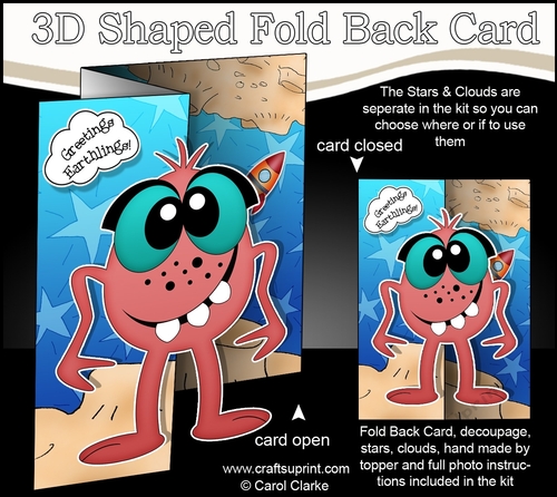 3D Shaped No-Hole Fold Back Mini Kit -  Cute Alien Tocy