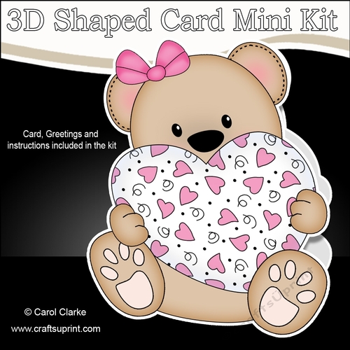 3D Shaped Card  Kit - Cute Little Livvy Bear