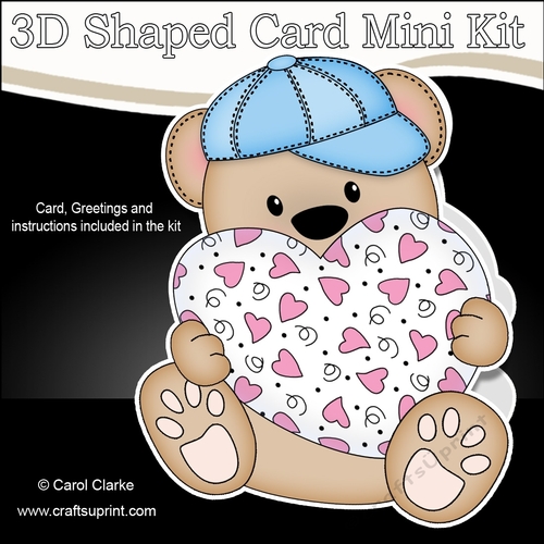 3D Shaped Card  Kit - Cute Little Austin Bear