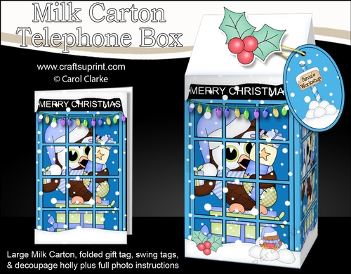 3D Christmas Phone Box Milk Carton Treat Box - Little Hoot Owl