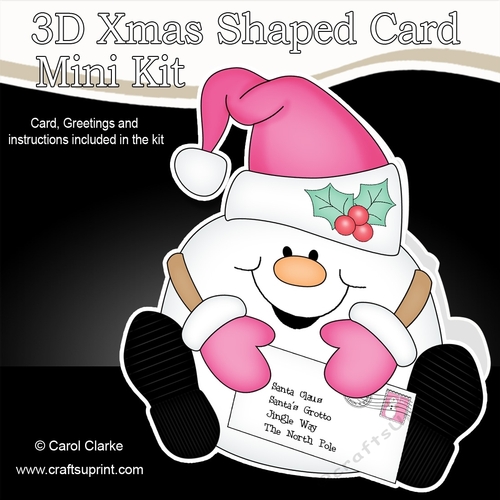 3D Shaped Christmas Card Kit - Snowball Sam has a Letter for Santa