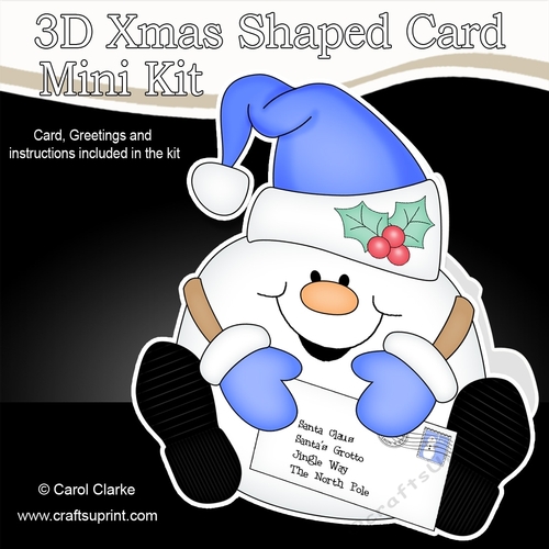 3D Shaped Christmas Card Kit - Snowball Sam has a Letter for Santa