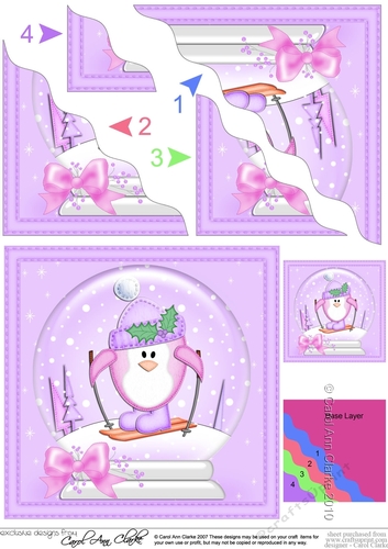 Christmas Cute Penguin Snowglobe Wavy Corner Stacker