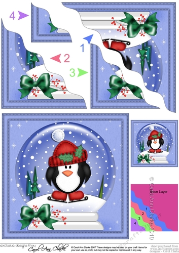 Christmas Cute Penguin Snowglobe Wavy Corner Stacker