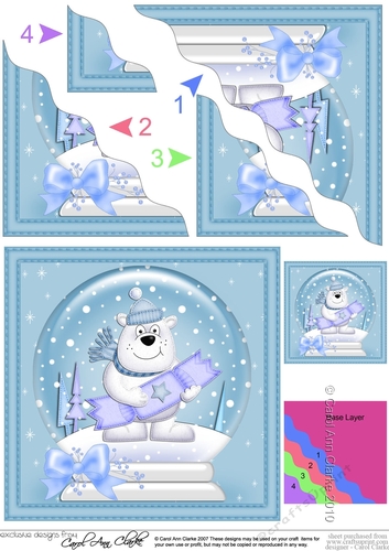 Christmas Cute Polar Bear Snowglobe Wavy Corner Stacker