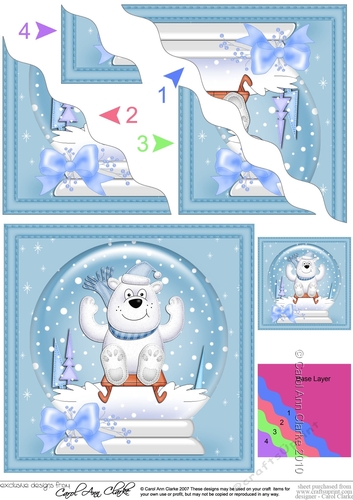 Christmas Cute Polar Bear Snowglobe Wavy Corner Stacker