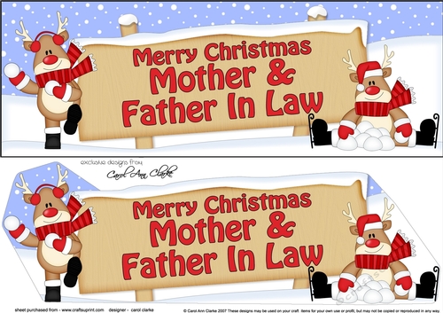 large DL Merry Christmas MOTHER & FATHER IN LAW with Rudolph 3D decoupage