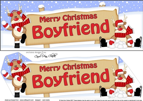 large DL Merry Christmas BOYFRIEND with Rudolph 3D decoupage