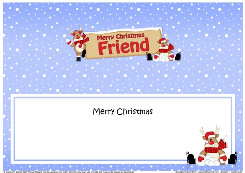 large DL Merry Christmas FRIEND with Rudolph insert