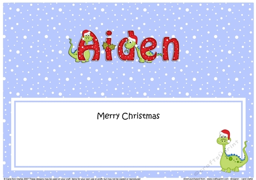 Large DL Merry Christmas AIDEN insert