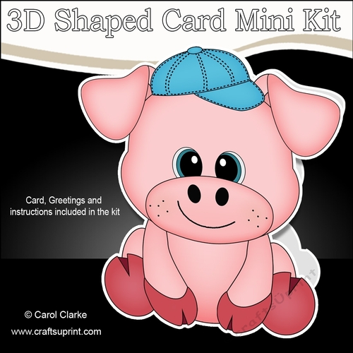 3D Shaped Card  Kit -  Cute Little Ziggy Piggy