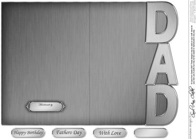 5 x 7 Elegant Metallic Dad Shaped Card