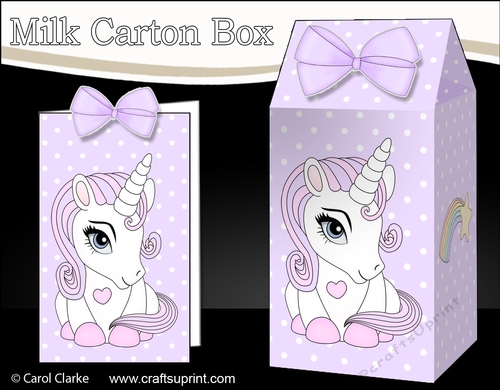 3D Milk Carton Treat Box - Cute Little Baby Unicorn Sparkle