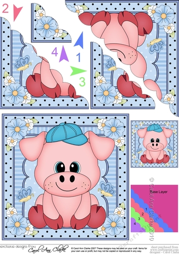 Cute Little Pig Scalloped Corner Stacker