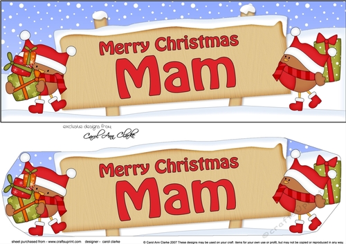 Large DL Merry Christmas MAM with Robins 3D decoupage
