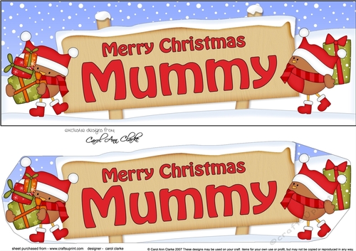 Large DL Merry Christmas MUMMY with Robins 3D decoupage