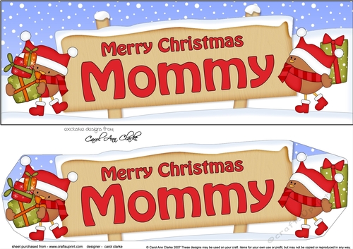 Large DL Merry Christmas MOMMY with Robins 3D decoupage