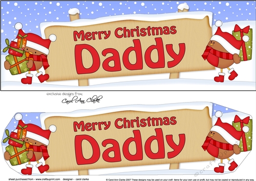Large DL Merry Christmas DADDY with Robins 3D decoupage