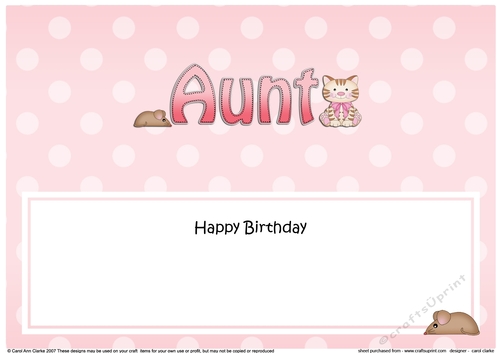 Large DL Happy Birthday AUNT with Cat insert