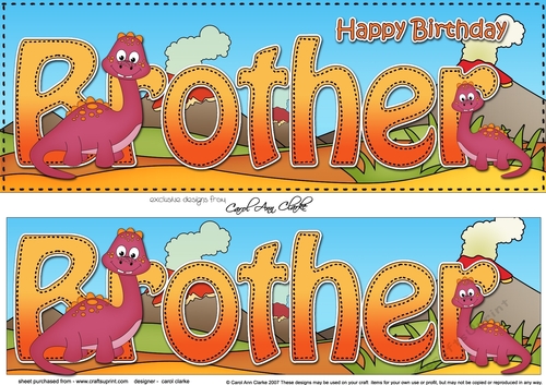 Large DL Happy Birthday BROTHER with Dinosaurs 3D decoupage