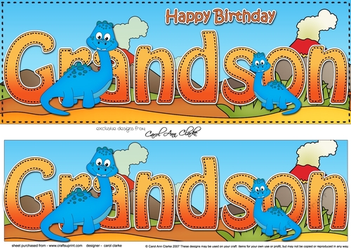 Large DL Happy Birthday GRANDSON with Dinosaurs 3D decoupage