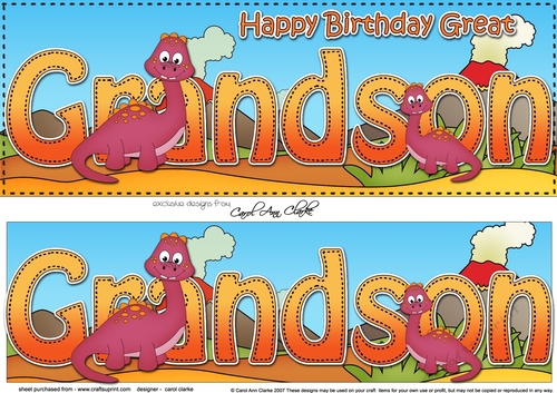 Large DL Happy Birthday GREAT GRANDSON with Dinosaurs 3D decoupage