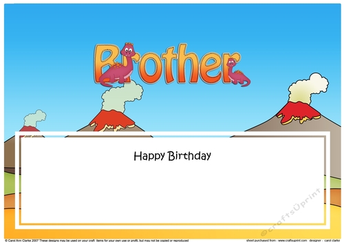 Large DL Happy Birthday BROTHER with Dinosaurs insert