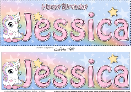 Large DL Happy Birthday JESSICA 3D decoupage