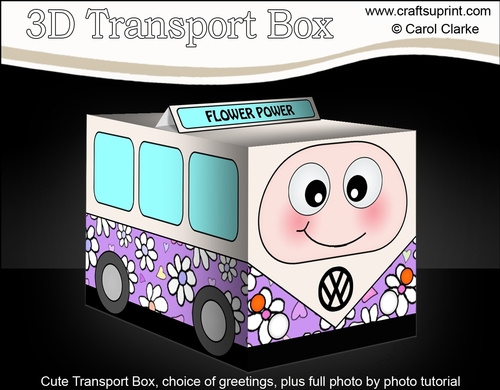 3D Cute Transport Treat Box Gift Set Mini Kit - Flower Power VW Campervan