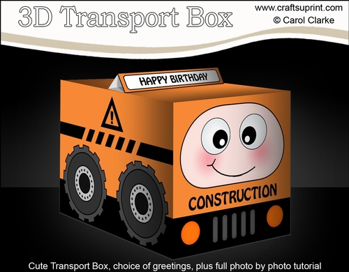 3D Cute Transport Treat Box Gift Set Mini Kit - Construction Truck