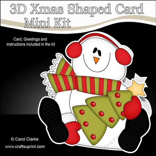 3D Shaped Christmas Card Kit - Snowman Rio has an Xmas Tree