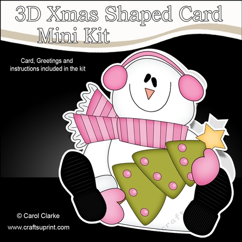 3D Shaped Christmas Card Kit - Snowman Rio has an Xmas Tree