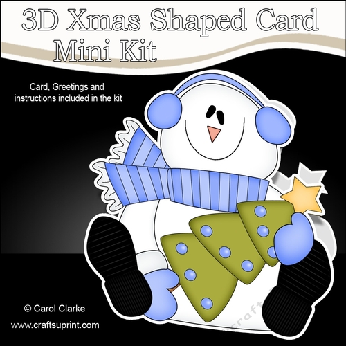 3D Shaped Christmas Card Kit - Snowman Rio has an Xmas Tree