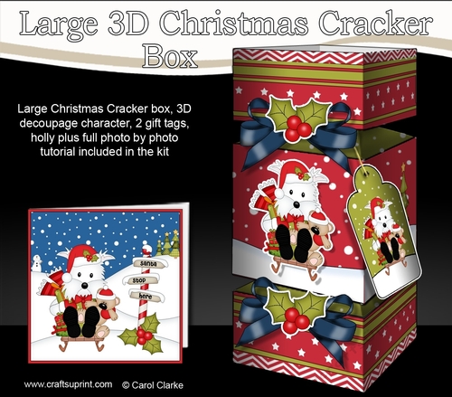 3D Large Christmas Cracker Box - Little Westie Dog