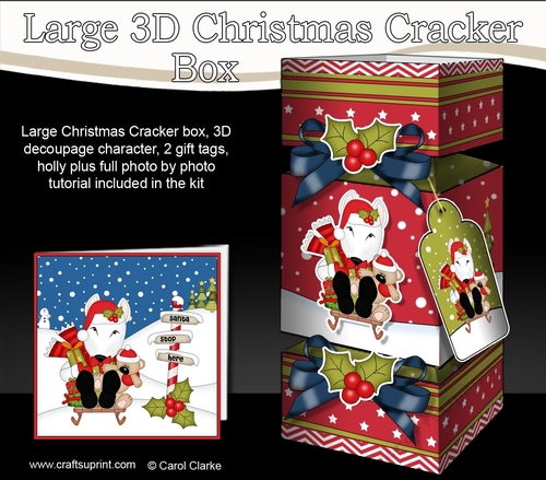 3D Large Christmas Cracker Box - Little English Bull Terrier Dog