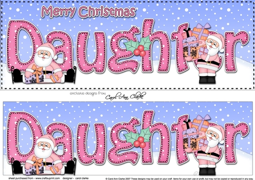 Large DL Merry Christmas DAUGHTER with Santa 3D decoupage