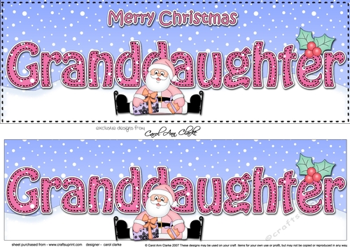 Large DL Merry Christmas GRANDDAUGHTER with Santa 3D decoupage
