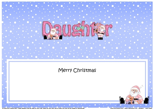 Large DL Merry Christmas DAUGHTER with Santa insert